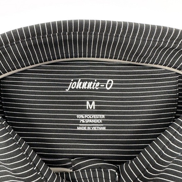 NWT Johnnie-O Albatross Black Pin-Striped Polo Embroidery Size Medium UPF 50 - Picture 2 of 9
